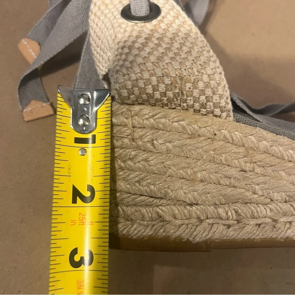 Viscata Barcelona Escala Canvas Espadrille Wedges Grey Ankle Tie Up Women US 10